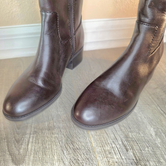 Alfani Brown Leather Knee-High Boots New - Picture 3 of 15